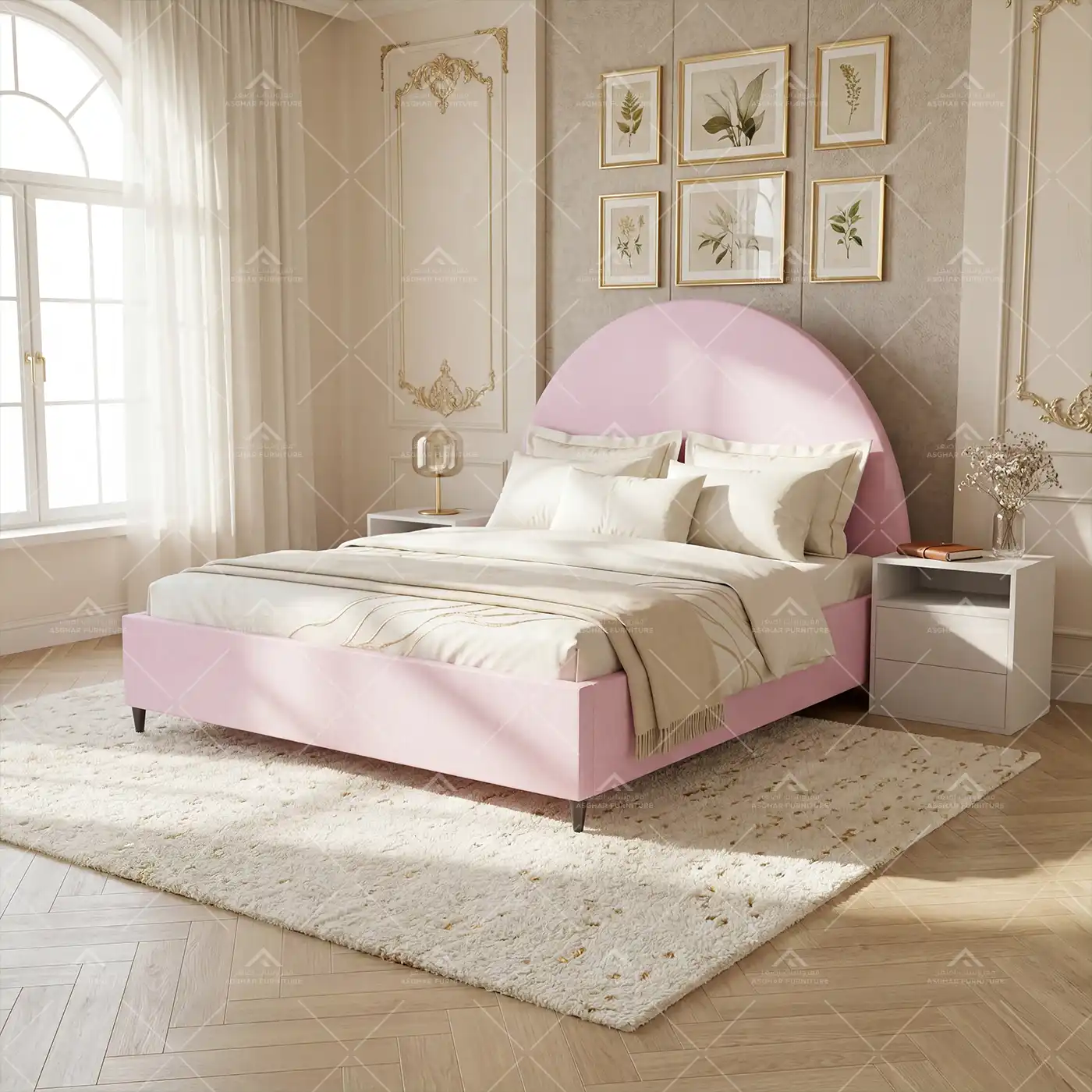 Blush Arc Bed with Free Mattress