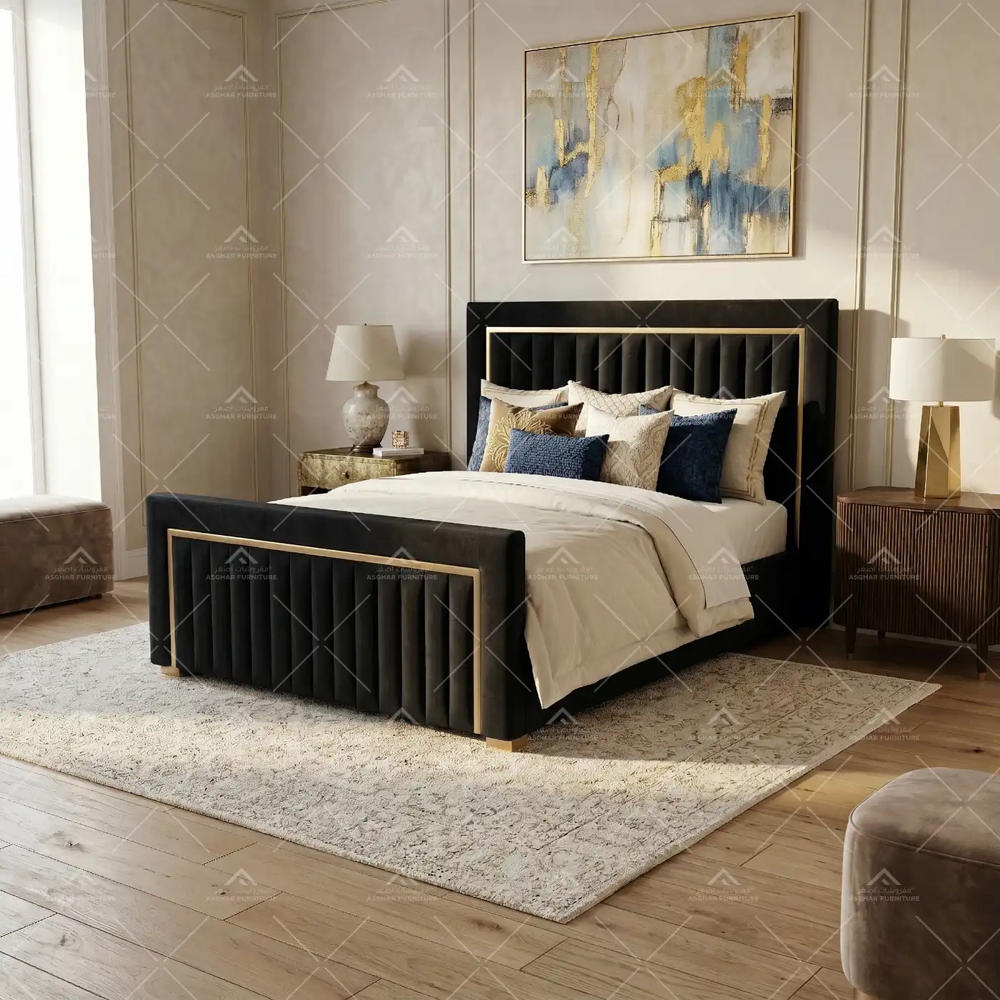 Glam Velvet Bed with Free Mattress