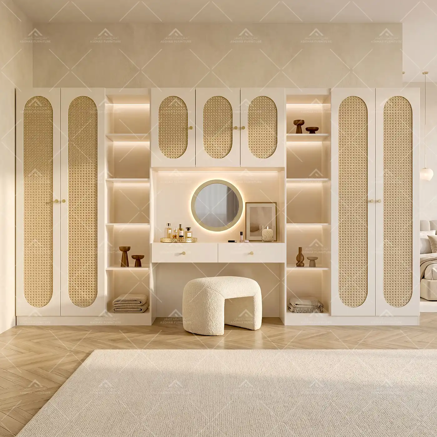 Serena Rattan Wall Wardrobe
