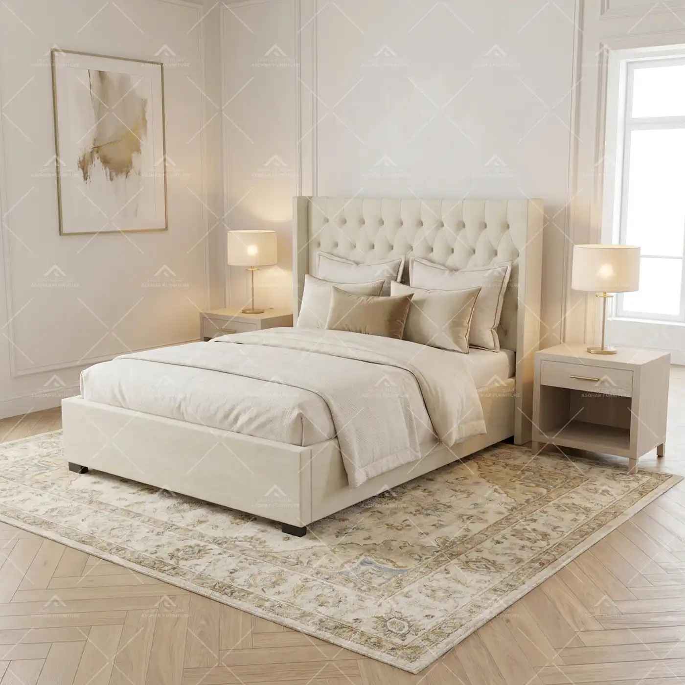 Wingback Velvet Bed - Combo Deal